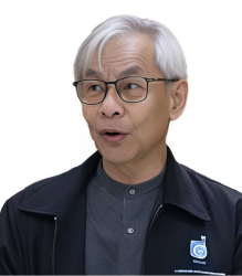 Mr. Somchai Rungsilp, is wearing a black jacket with specs.