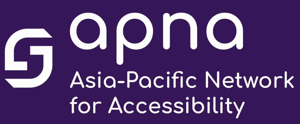 This image is a logo of apna - Asia pacific network for accessibility, which written in a white font over a purple background.