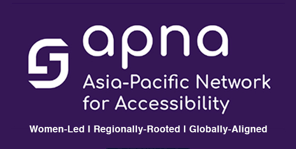 This image is a logo of apna - Asia pacific network for accessibility, which written in a white font over a purple background.