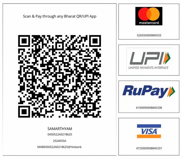QR code and modes of payments for donation